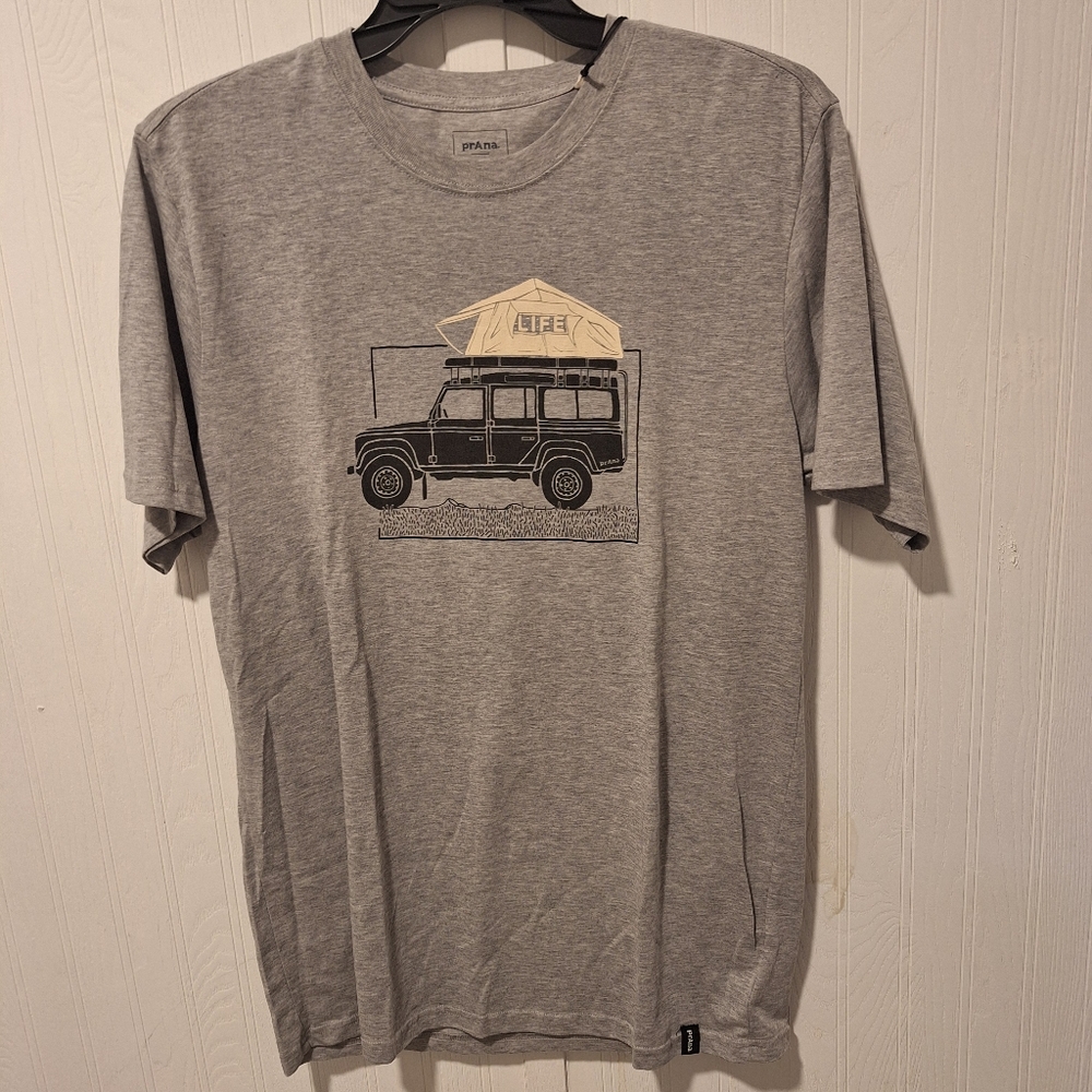 Prana Heather Gray Cotton Blend Tee | Soft & Breathable | Size L